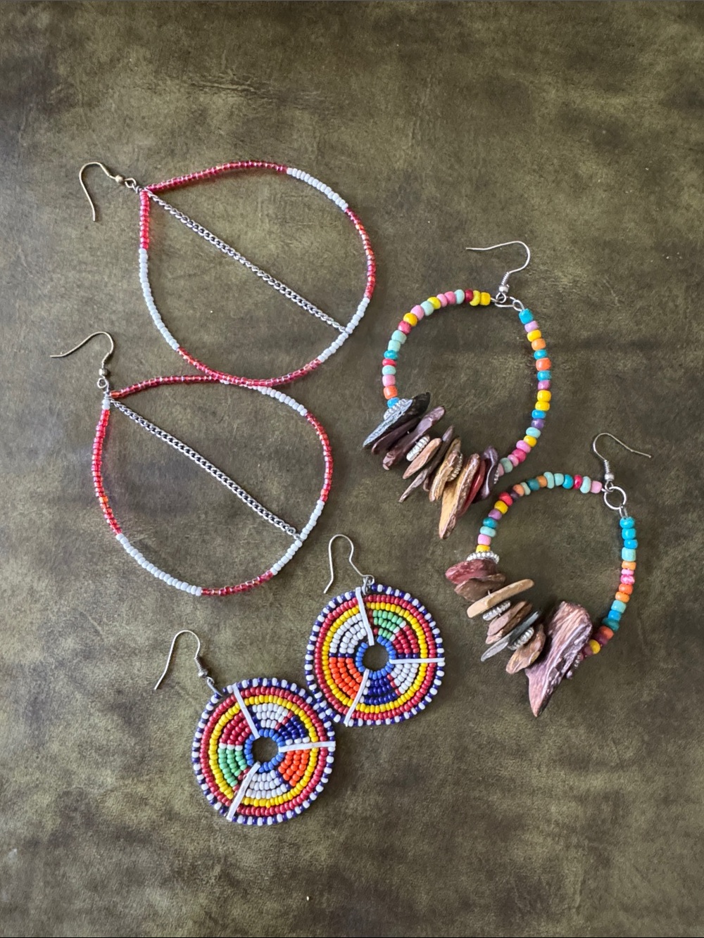 Handmade in Zambia - Multicolor Beaded Hoop Earrings - Colorful Women's Jewelry